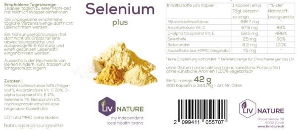 LivNature Selenium 25yg & Vit. A/C/E 200 Stk. à 344mg – Bild 2